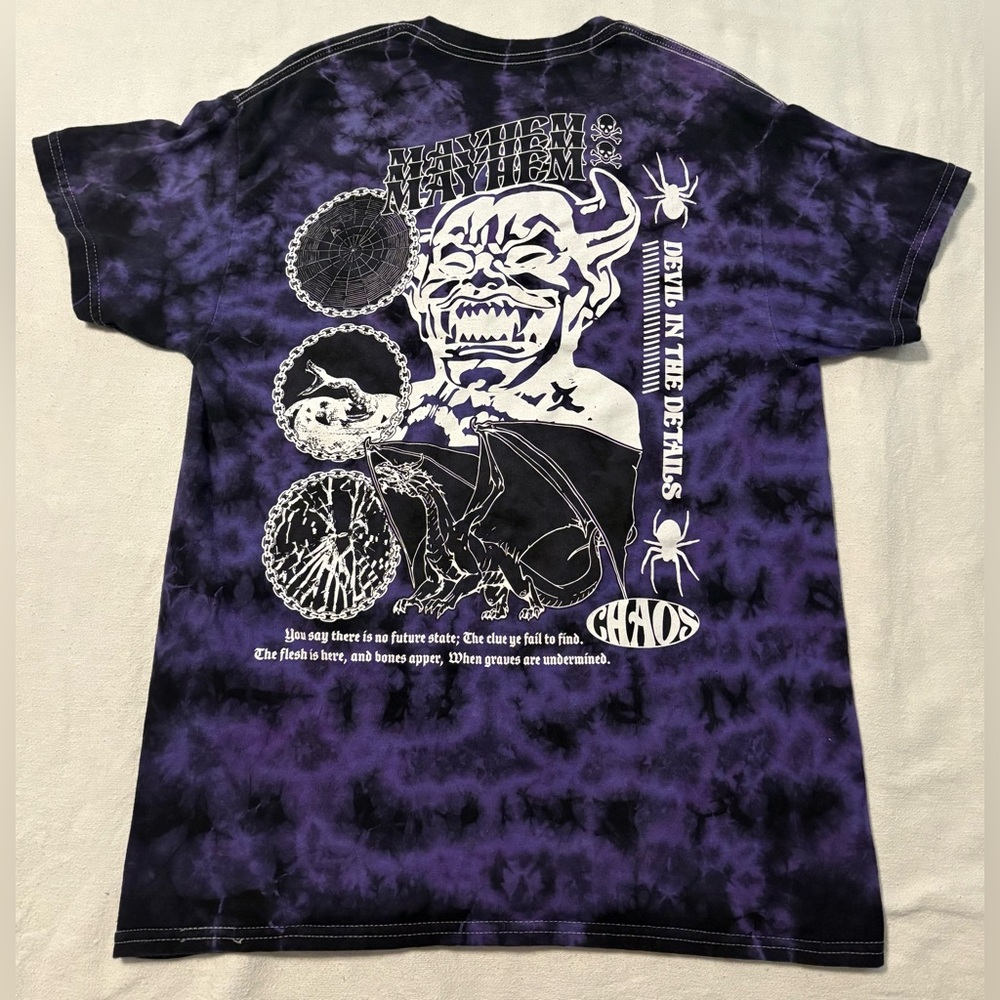 Vitriol Chaos Mayhem Devil In The Details T-Shirt - Black Purple Tie-Dye Medium